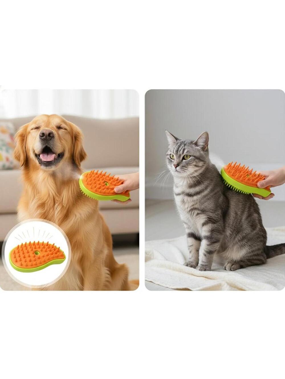 Rechargeable Pet Brush with Spray Massage Feature